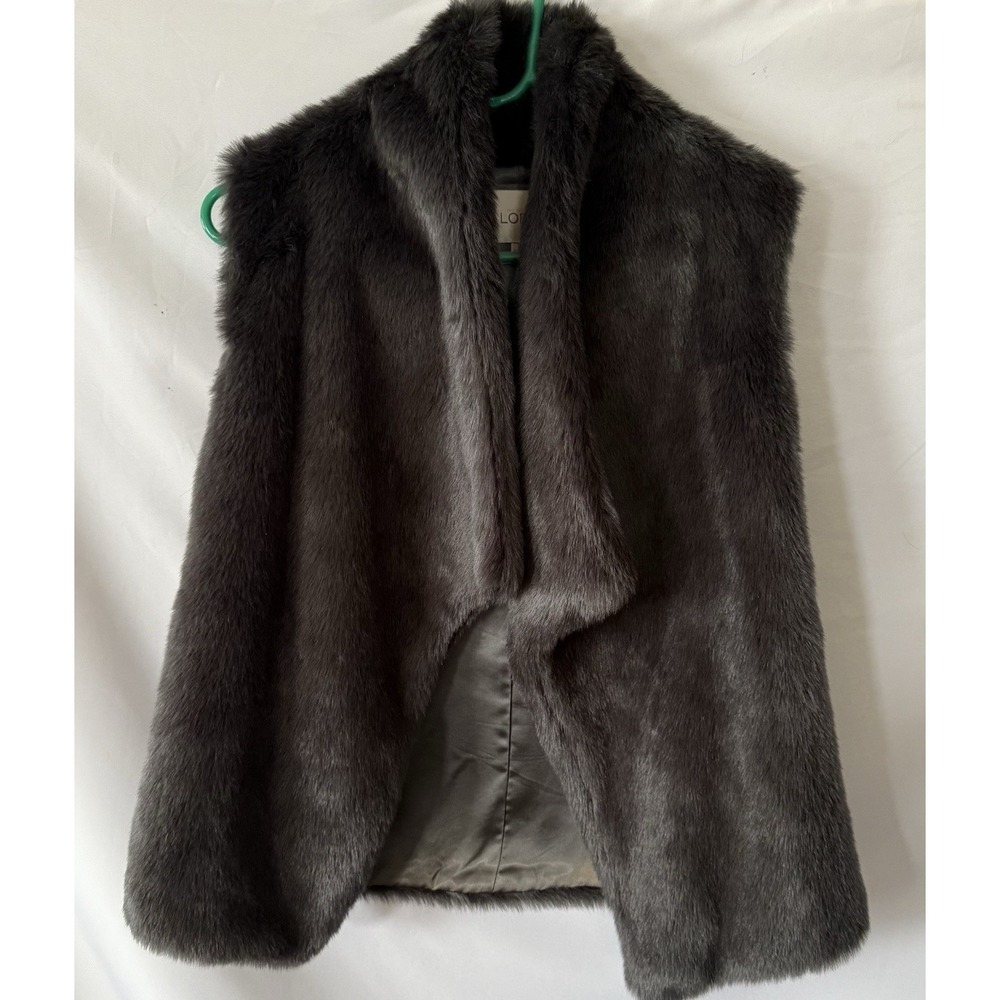 Ann Taylor Loft Women's Black Faux Fur Vest Extra Small